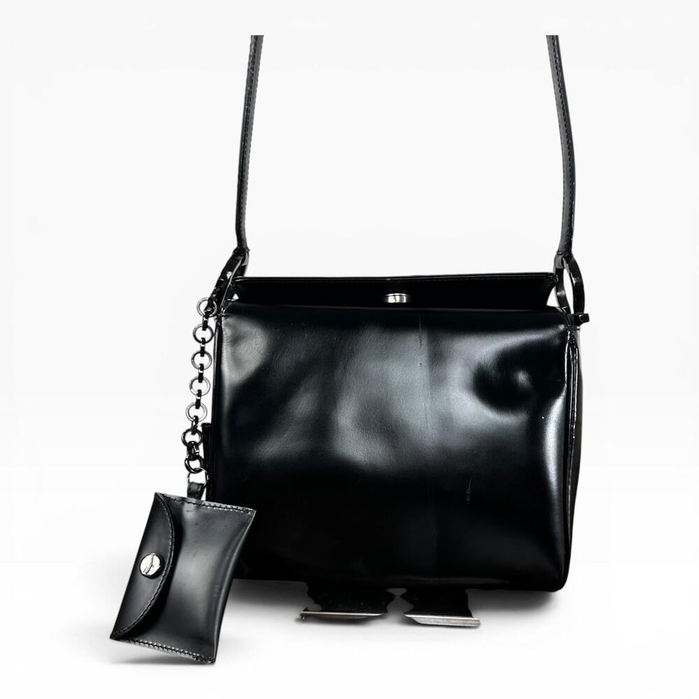 Salvatore Ferragamo Shoulder Bag Small Black Leather Italy Coin Purse
